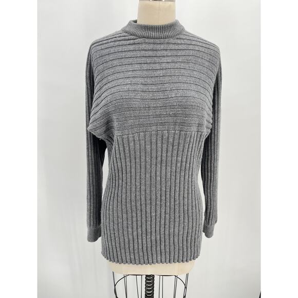 SALE Roucha Telle Rib Sweater Sz A (XS/S) Gray Merino Wool Crewneck Pullover - Picture 1 of 6